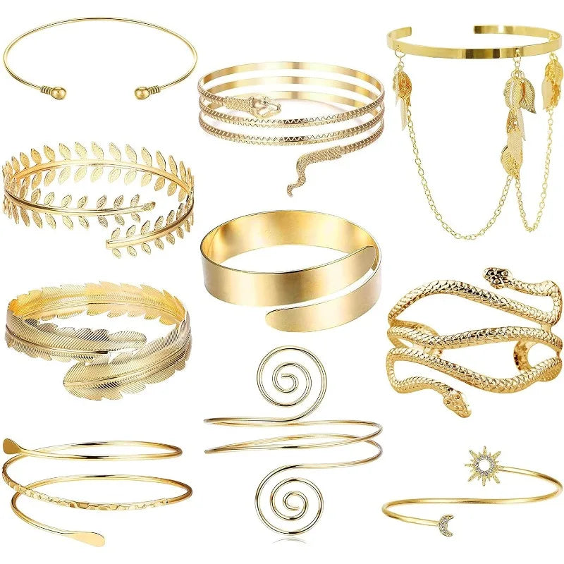 Fashion Temperament Adjustable Arm Cuff Bracelets Upper Bands Armband Cuff Bangle Snake Arm Bracelets for Women