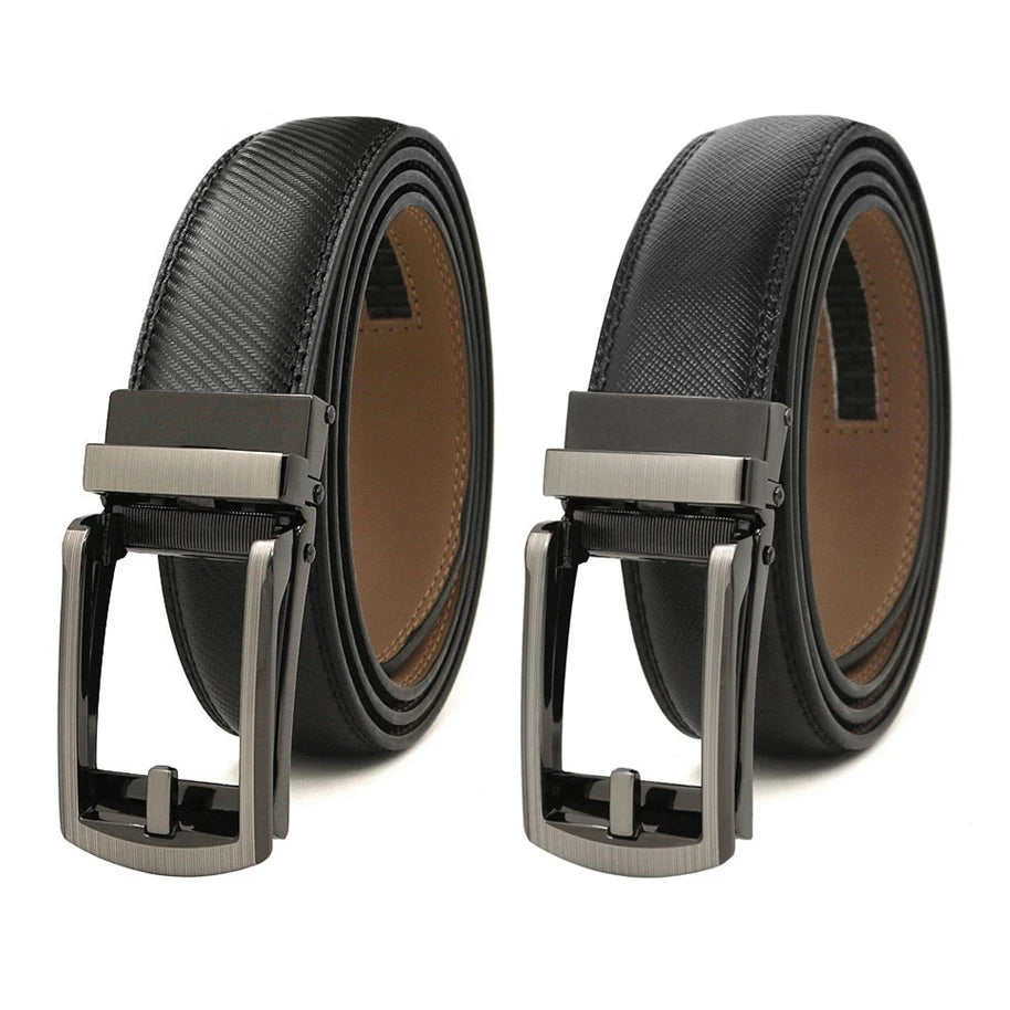 LQbelt New Design Click Belt Male Genuine Leather Belt Automatic Buckle Belts for Men Factory Ratchet Custom logo