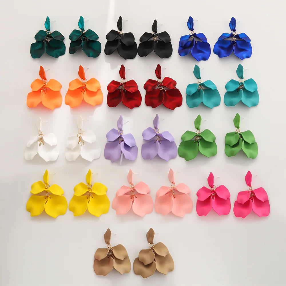 Bohemian Hot Sell Fancy Colorful Resin Petal Tassels Elegant Women's Jewelry Pearl Leaf Acrylic Flower Earrings for Women Girls