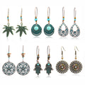Bohemian Vintage Dangle Earrings Set With Retro Rhinestone Boho Western Style Dangle Drop Earrings for Women Girls