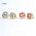 FUAMAY 925 Silver Jewelry 2022 2023 Rainbow Stone Crown Studs Earrings Gold Plated Rainbow Earrings for Anniversary Occasions