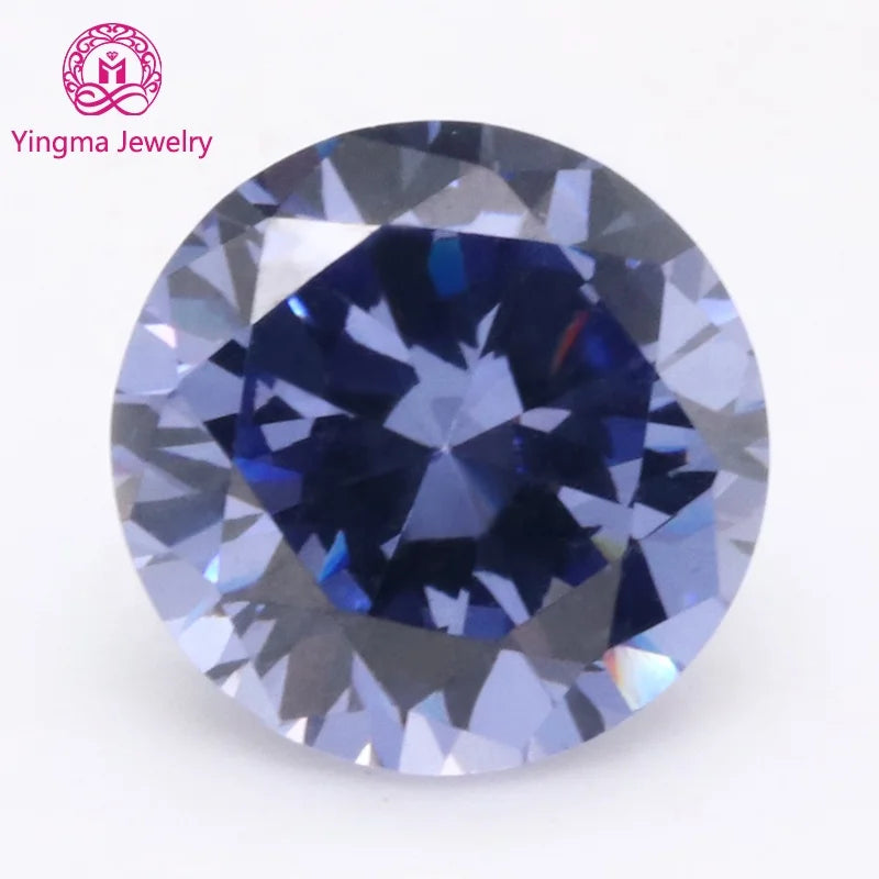 Lab Created Cubic Zirconia Gems Stone Round Shape Tanzanite 3mm to 10mm Special Color Synthetic Loose Stones Cubic Zircon