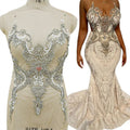 WDP-130 Keering Dress Wedding Embroidery Bling Beaded Bodice 3d Crystal Rhinestone Applique Patches
