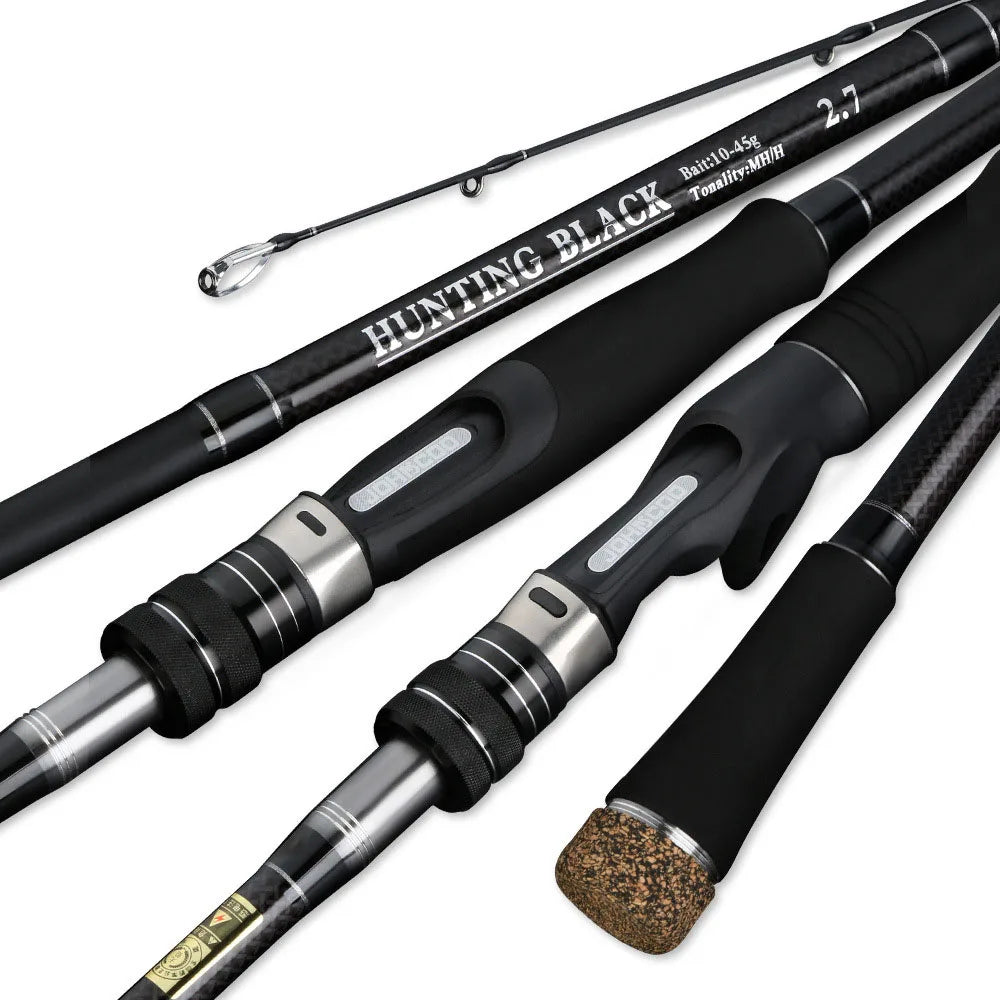 2.7M 3m Black Carbon Double Rod Slightly Mh/H Adjustable Portable Lure Sea Bass Fishing Rod Spinning