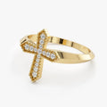 Elegant Religious Jewelry 14k Gold Plated 925 Sterling Silver Moissanite Cross Ring Wholesale