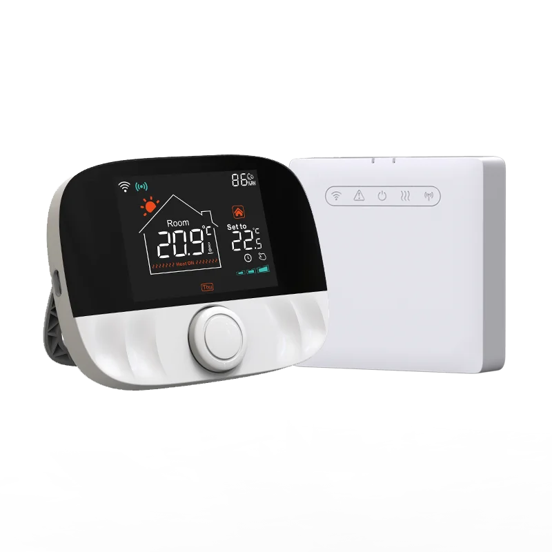 Smart Wall-Hung Gas Boiler Thermostat Modern ABS PC Desktop RF Wi-Fi Thermostat Temperature Control Weather Humidity Features