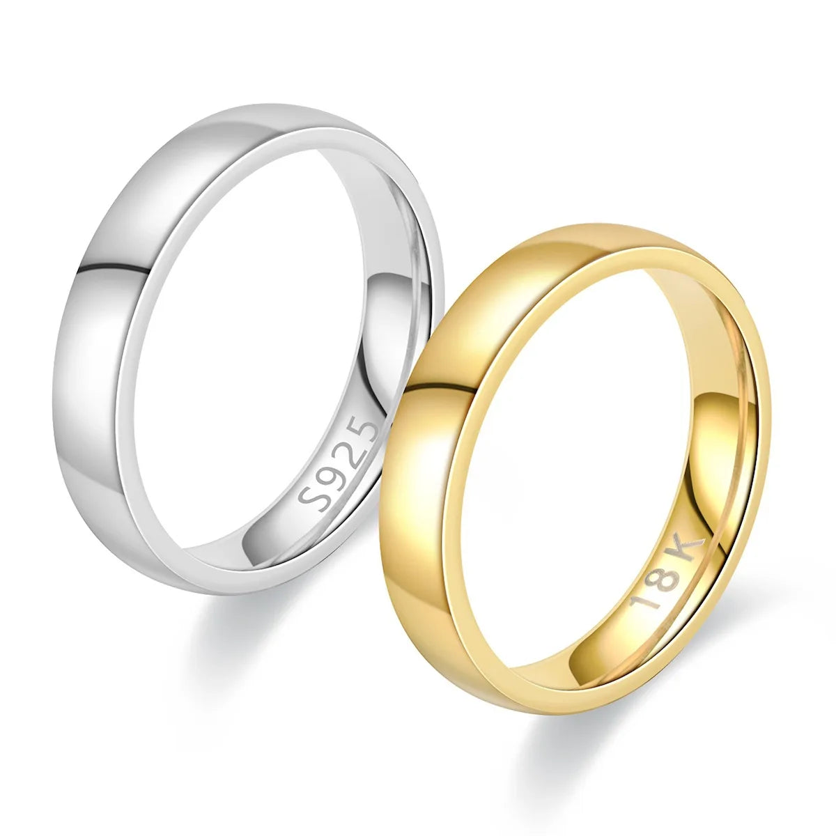 GT 2022 Fashion Simple Couple Ring Steel Jewelry 18k Gold S925 Silver Logo Plain Stainless Steel Rings for Couples Mother Father
