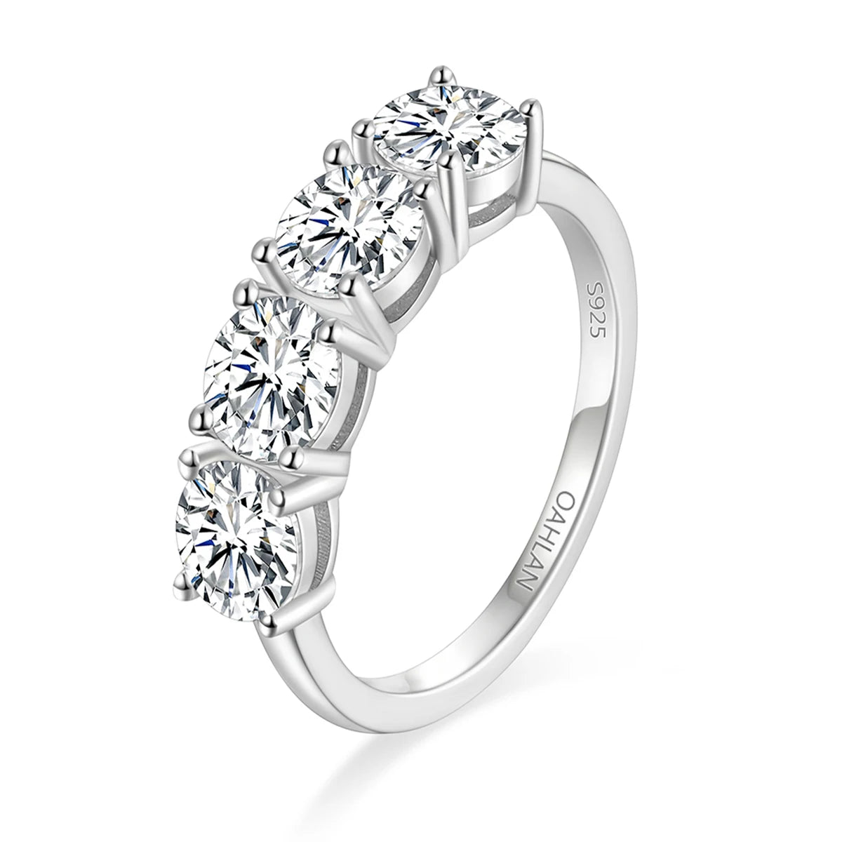 OAHLAN Wholesale Fine Jewelry 2ct Round Cut 925 Sterling Silver Eternity Moissanite Ring Promise Wedding Band for Women Girls
