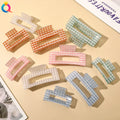 QIYUE Checkered Style  Square Acrylic Hair Claw Clip  for Women