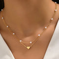 2024 Trendy Gold Plated Customized Jewelry Alloy Pearl Double Layer Necklace