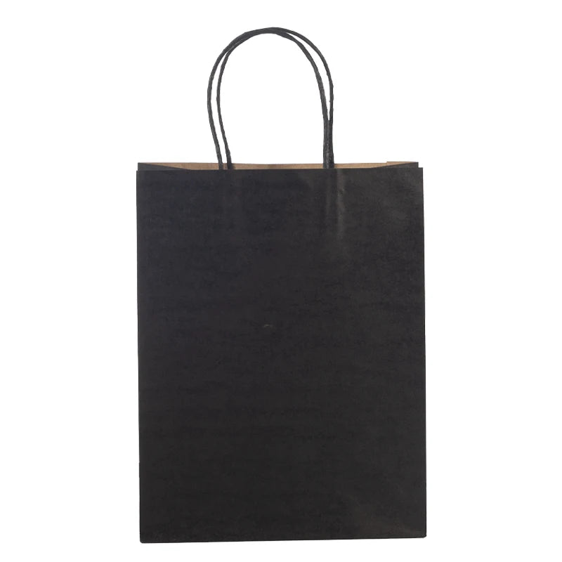 Eco-Friendly Flexo Printed Black Kraft Paper Bags for Business Grocery Cutlery Party & Gift Packaging-Custom Sizes Available