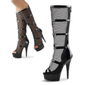 15 cm Fish Mouth Hollow Mesh High-heeled Boots Steel Pipe Dance Thin Heeled High-heeled Shoes Stripper Boots