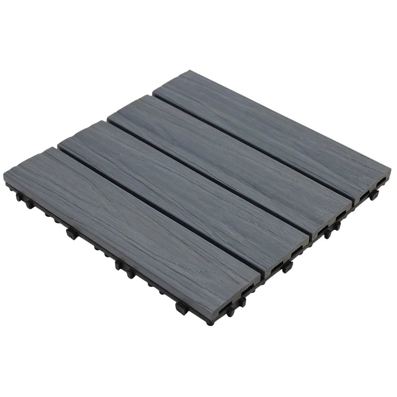 Balcony Garden Outdoor Floor Tiles Wpc Floor Wood Grain Paving 300x300mm Wpc DIY Interlocking Paving Bricks