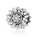 925 Sterling Silver Factory Sunflower Charms Beads Cubic Zircon for Women Bracelets Original Jewelry Making SCC1507