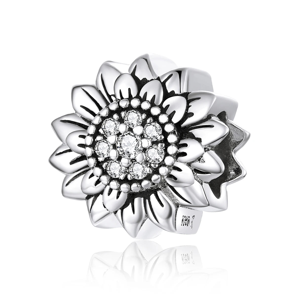 925 Sterling Silver Factory Sunflower Charms Beads Cubic Zircon for Women Bracelets Original Jewelry Making SCC1507
