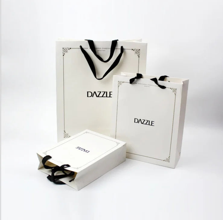 Factory  235g 26*36*8 White Cardboard Paper Bag With Rope Handle Company Brochure Packaging Custom Logo Printed Paperbag