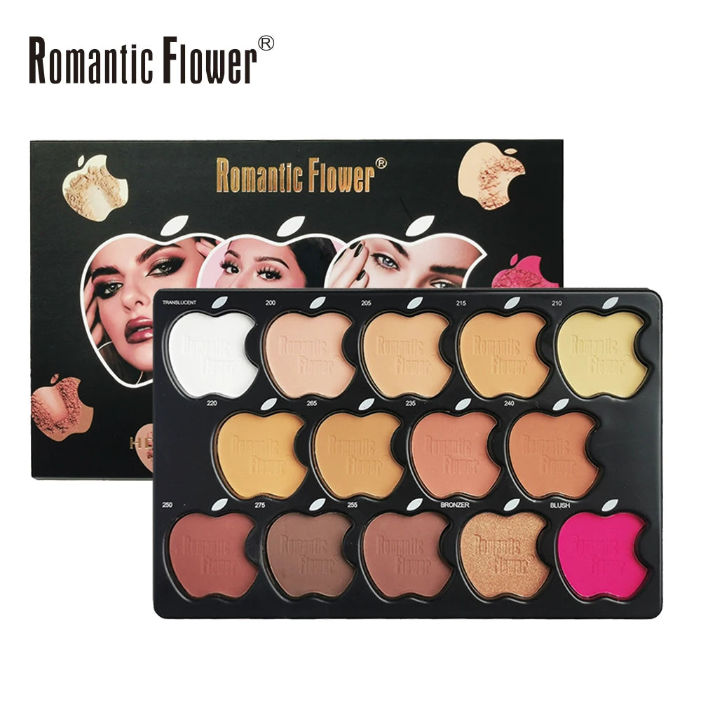 14 Shades Face Make up Matte Pressed Powder Contour & Blush Compact Palette for Dark
