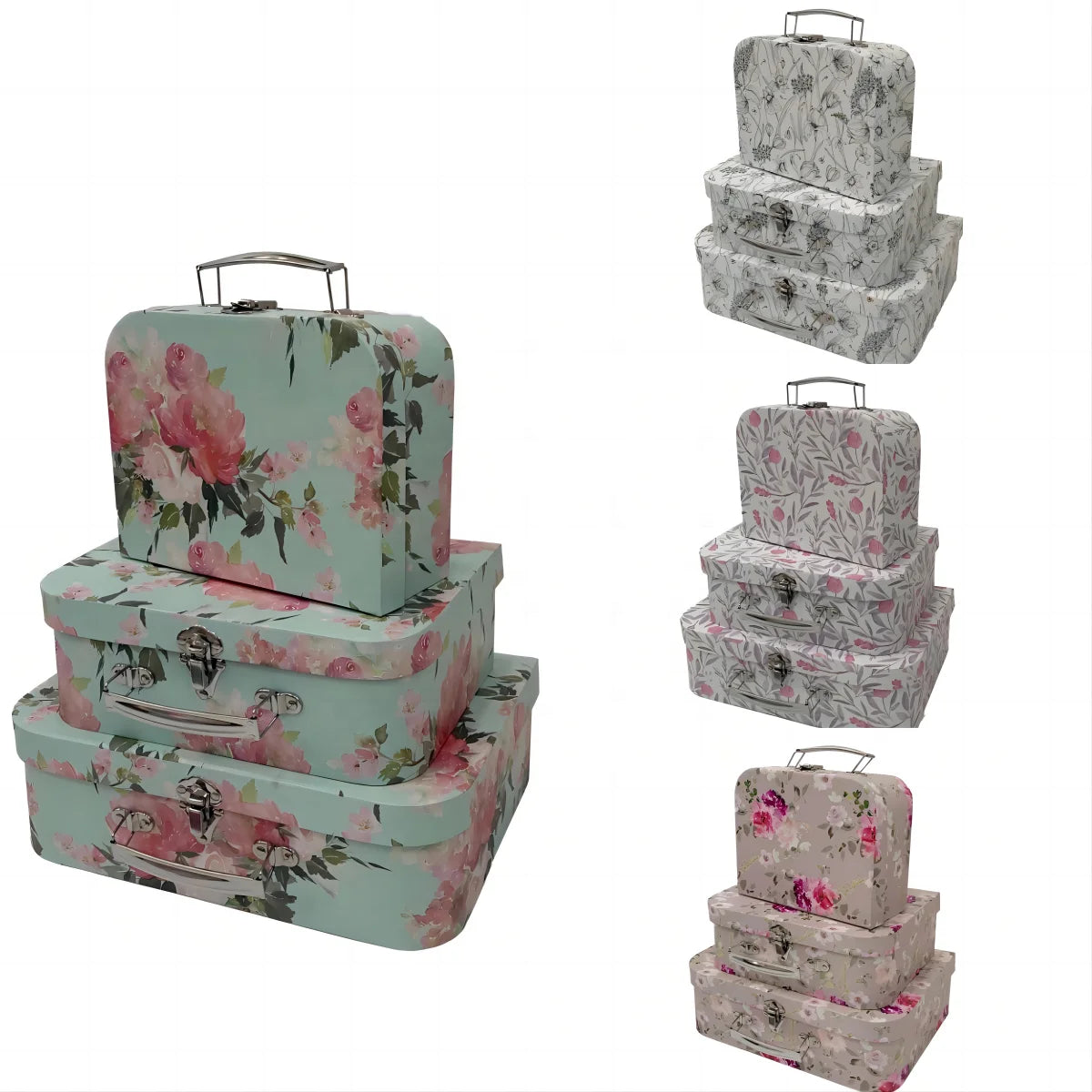 Factory Sells Garden Style Suitcase 3-piece Set Suitcase Box  Hand Gift Box Gift Packing Box with Portable
