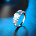 Trendy Gemstone Rings Colorful Opal White Blue Pink Sapphire Minimalist Fashion Personality Jewelry for Women Wholesale