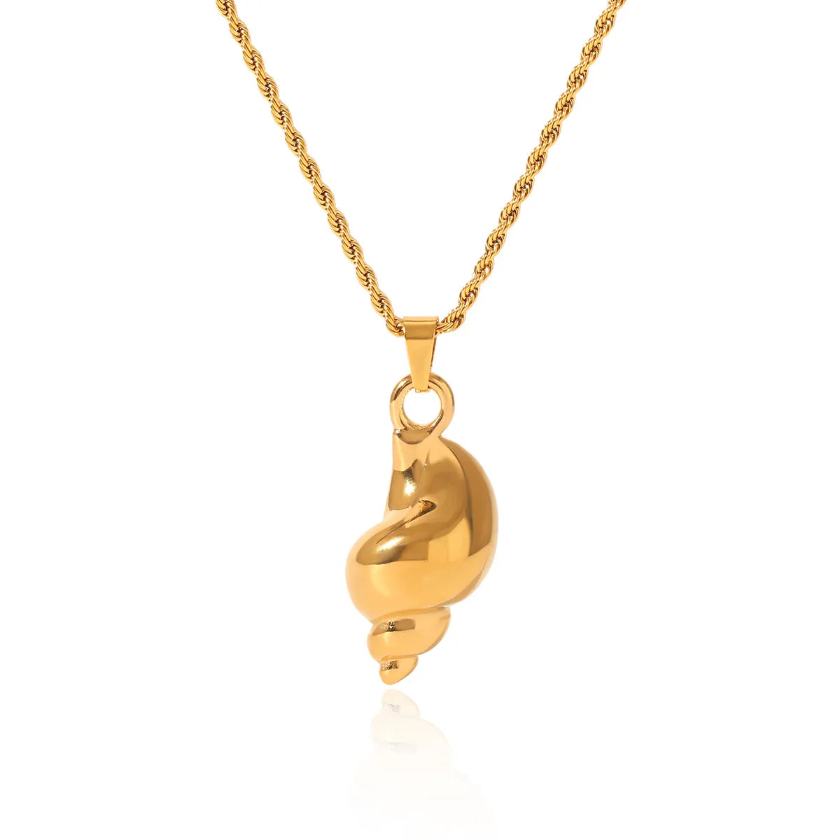 Ocean Style Stainless Steel Conch Pendant Glossy Necklace Fashion High Sense Titanium Steel Twist Chain Jewellery Summer