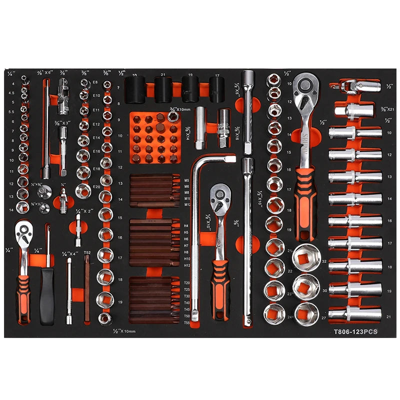 Diy Tool Set Car Replacement Drawer Cr-v 123 Pcs 1/2 3/8 1/4 Socket Set Vehicle Repair Tools