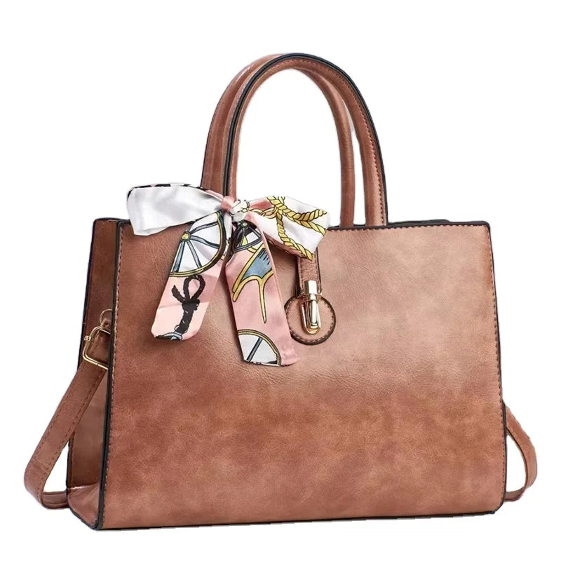 Simplicity 2024 Ladies Casual Tote Handbag New Solid Color Large Capacity Fashion Scarf Bag
