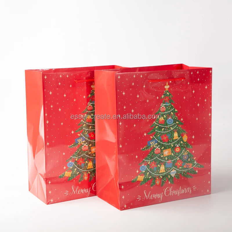 Grocery Kraft Paper Gift Custom Printed Christmas Bag with Handle Recyclable for Candle and Photo Frame Craft Projects