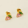 Beimai OEM Fruit Stainless Steel Pink Zircon Stud Earrings