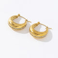 2025 Latest 18K Gold Plated Stainless Steel Jewelry Hypoallergenic White Cubic Zircon U Shaped Chunky Hoop Earrings