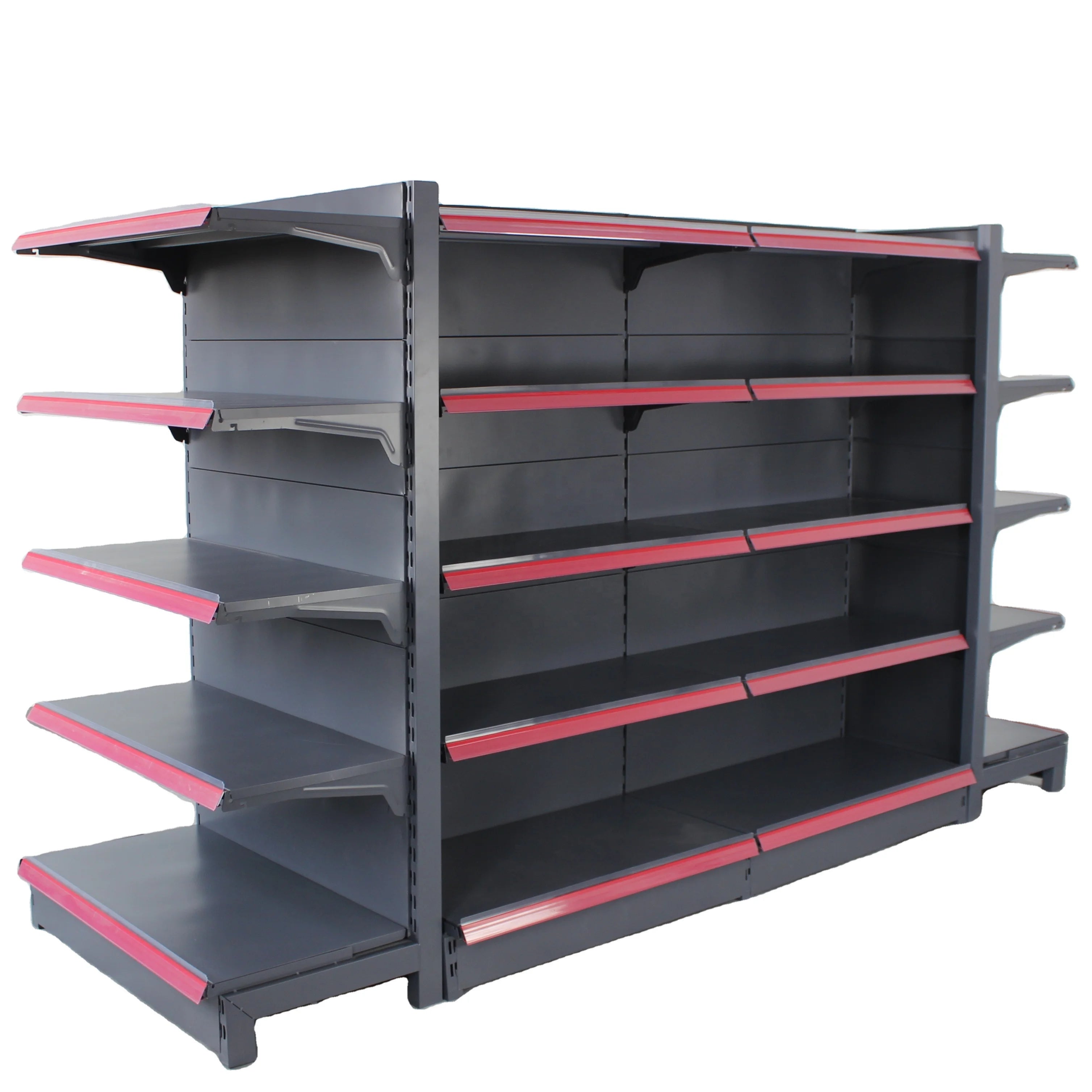 Metal Gondola Shelf Heavy Duty Solid Shelf Single Sided Adjustable Dimensions for Supermarket & Grocery Store Retail Use