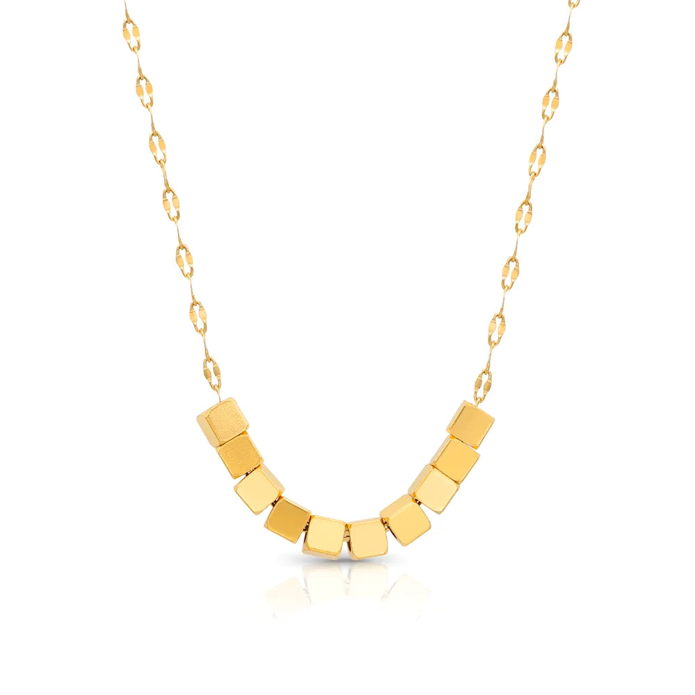 Chris April Vintage Stainless Steel PVD Plated Geometric Chic Minimal Cubes Chokers Chain Necklace