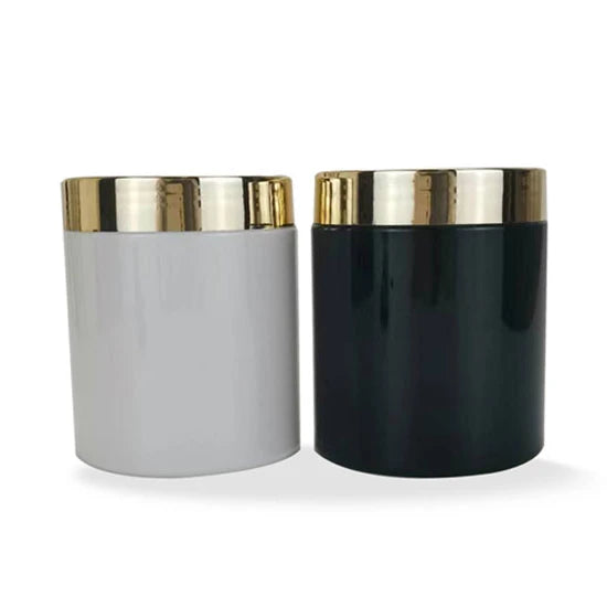 Pet White Cosmetic Containers 250 ml 150ml 120 ml 100ml  White Plastic Cream Jar With Gold Lid