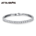 ATTAGEMS 3.5mm D Color Pass Diamond Tester GRC Round Cut White Gold Plated 925 Silver Moissanite Tennis Bracelet for Women