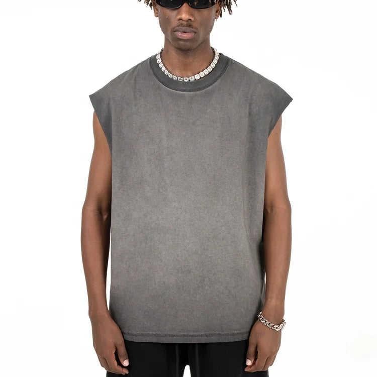 OEM Men Tank Tops Acid Washing Singlet GYM Stringer Bodybuilding Fitness Men Fashion Sleeveless T Shirt Casual Wear