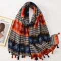 Wholesale Bohemian Style Print Cotton Scarf With Tassel Women Fashion Retro Ethnic Saudi Arabia Summer Thin Head Hijab Scarfs