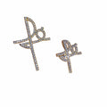CZ8583 Fine 18K Gold Plated Enamel Crystal CZ Diamond Micro Pave Portuguese Word FE Cross Faith Disc Catholic Charm Pendants