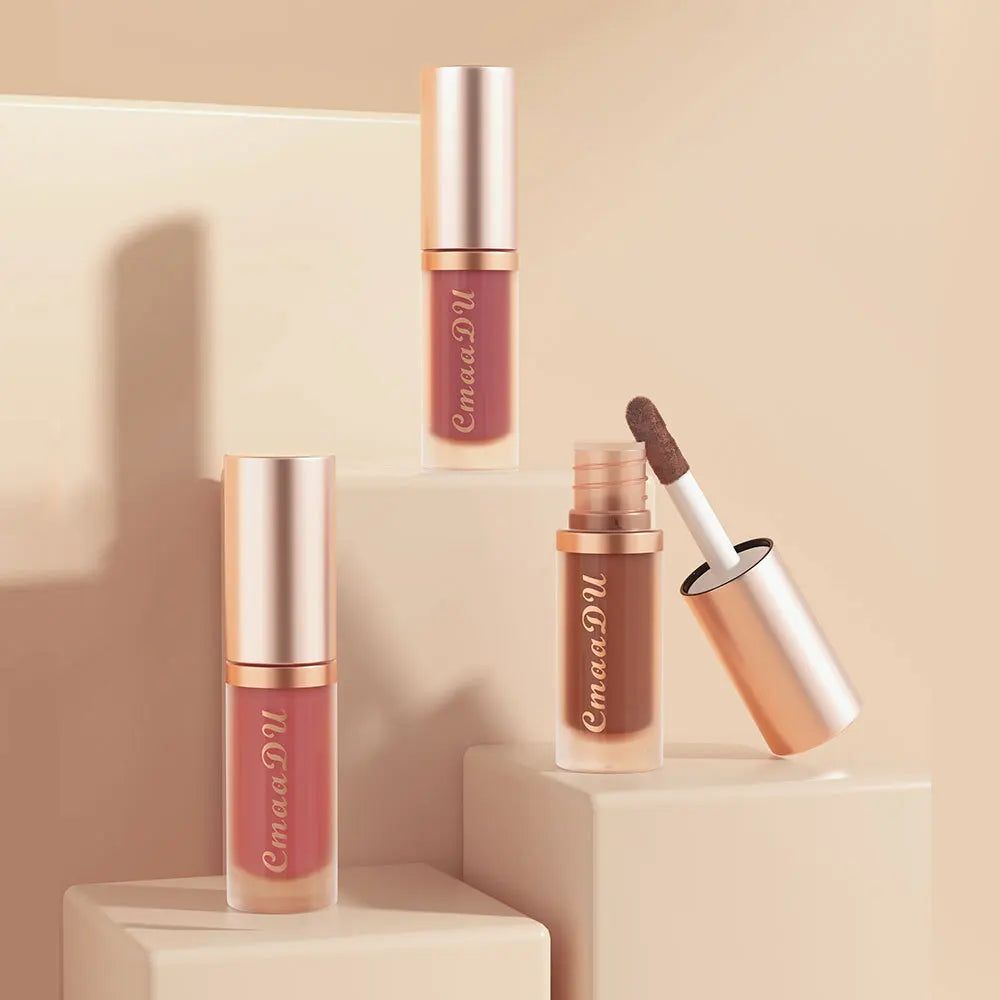 12 Colors Nude Liquid Lip Gloss Long-lasting Cosmetics Lip Stick Cream Waterproof Matte Lipstick