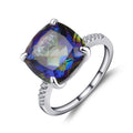 Fast Delivery Luxury Mystic Quartz Blueish Jewelry 925 Sterling Silver Rhodium Plated Ring for Woman