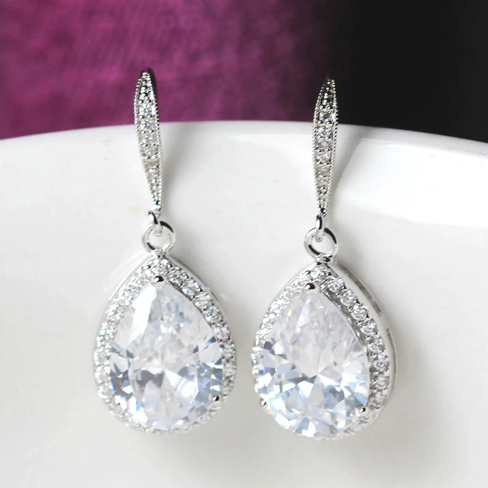 Exquisite Zircon Hook Earrings Full of Diamond Custom Bridal Crystal Earrings Elegant Fashion Fine Jewelry Wedding Earring Women