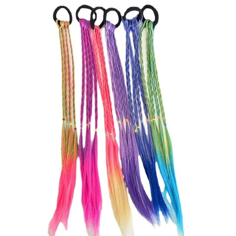 Sweet Girl's Dirty Braided Wigs Hair Accessories Princess Baby Colorful Elastic Hair Bands Nylon/Polyester 40cm