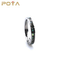 Poya 4mm Couple Wedding Band Abalone Shell Inlay Silver Titanium Ring for Men Women