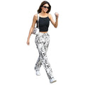 Kendall Jenner Comic Print Full-Length Loose Style Trousers Casual Mid-Waist Pencil Pants Flat for Young Models Wide Leg Design