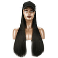 Long Straight Hat Wig 24 Inch Black Brown Hair  Ball Caps Casual Hat with Wig for Women Girls Baseball Cap with Wig