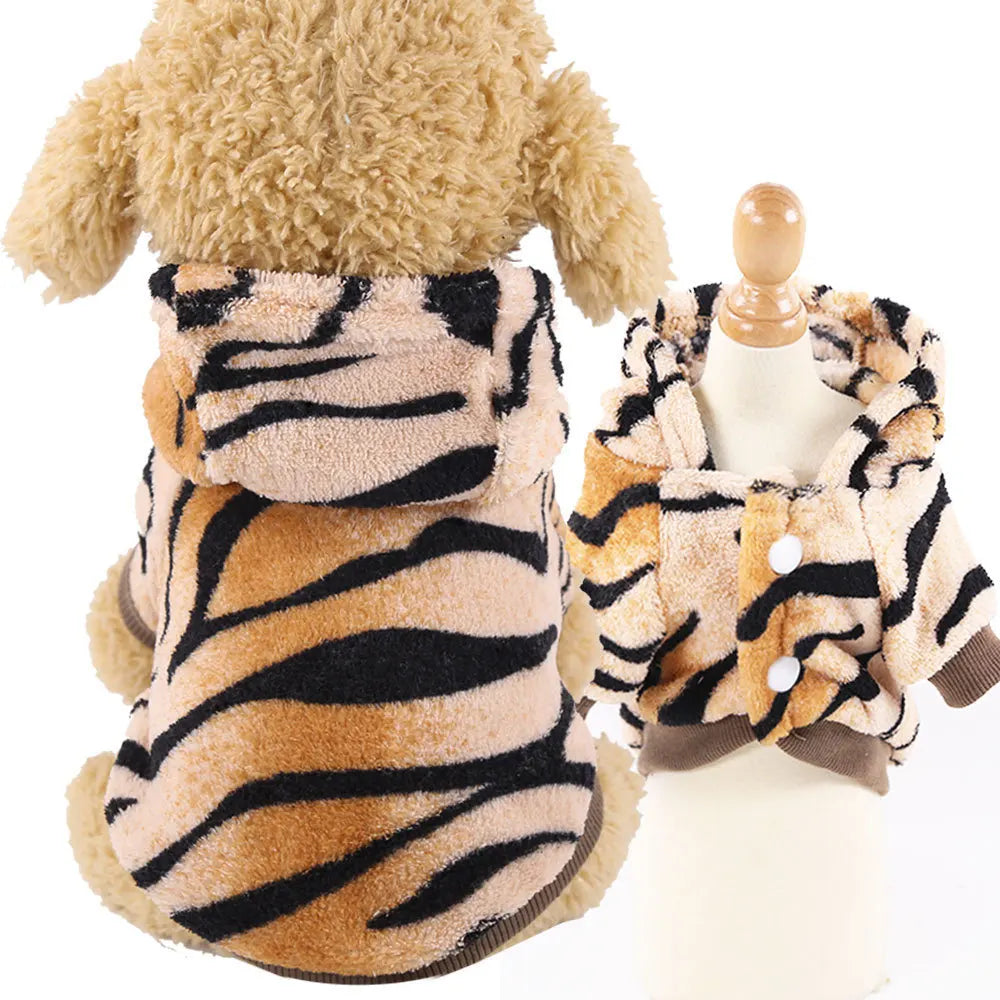 Pet Winter Clothes for Dog Cute Tiger Pattern Ultra Cozy Soft Doggy Kitten Outfit Cashmere Wholesale Dog Clothing