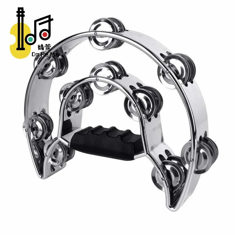 Children's Plastic Half Moon Silver Color Musical Instrument Tambourines for Children Birthday Gift on Sale Toys