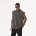 Wholesale Men's Casual Gym Muscle Tank Top 100% Cotton Acid Wash Sleeveless Vest with Custom Logo Streetwear Hipster Singlets