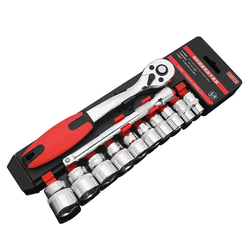 Multi-socket Ratchet Hand Tool Set 12 Pcs Household Socket Set Car Repair Tool Sets