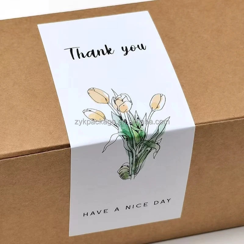 Custom Printing Paper Strip Sealing Stickers Luxury Thank You Your Support Box Packaging Label
