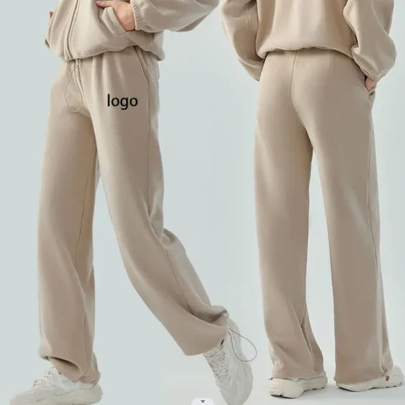 Wholesale Custom Mid Waist Jogger Sweatpants for Women Loose Straight Leg Lounge Pockets Women's Pants & Trousers