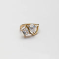 Unique Design Stainless Steel Waterproof Jewelry 18k Gold Plated Water Drop Square Zircon Splicing Women Ring YF3847